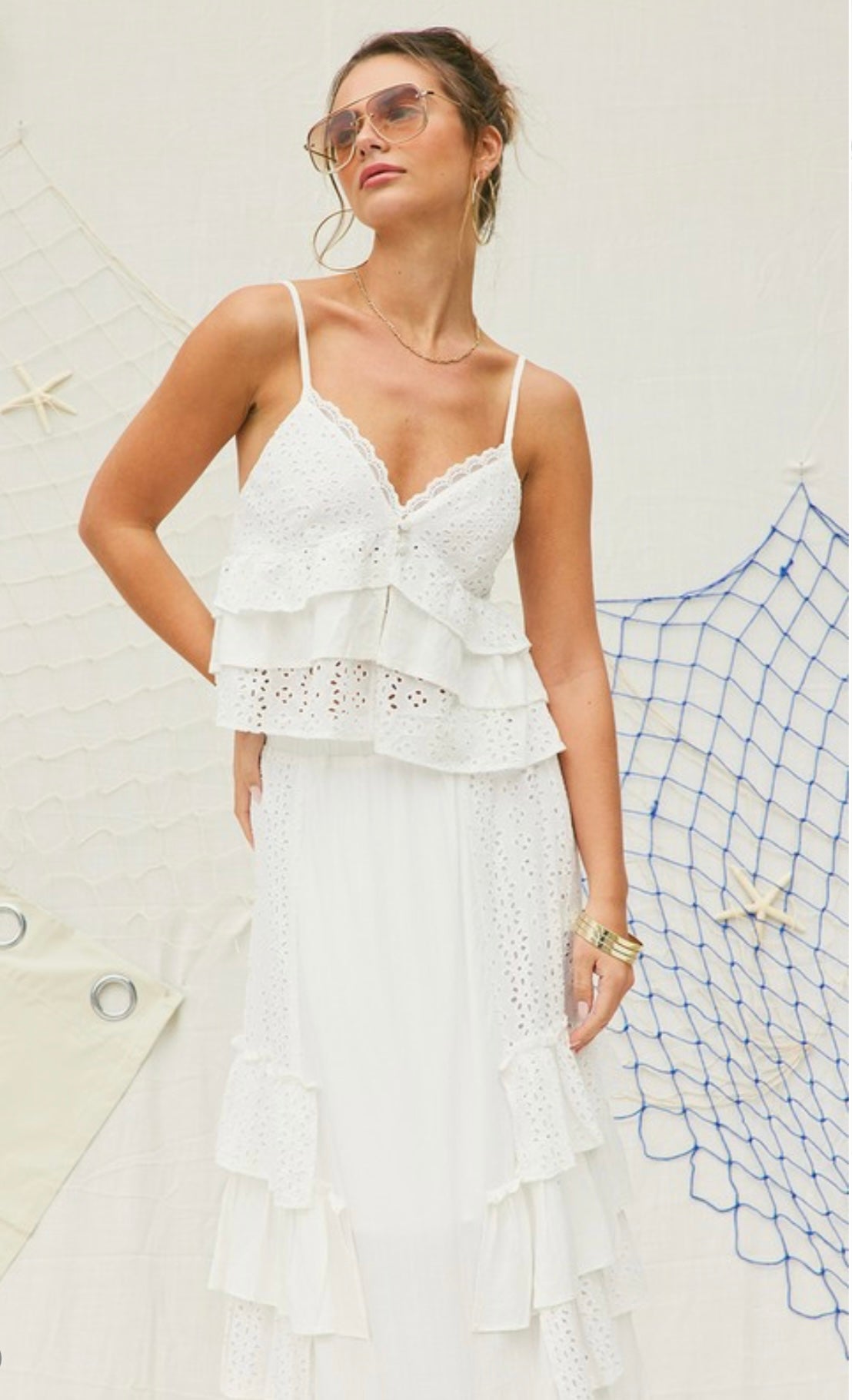 Sue Eyelet Cami Top