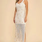 Bella Sleeveless Maxi Dress in Crochet Fabric and Trim