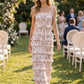 Blush Floral Smocked Ruffle Maxi Dress