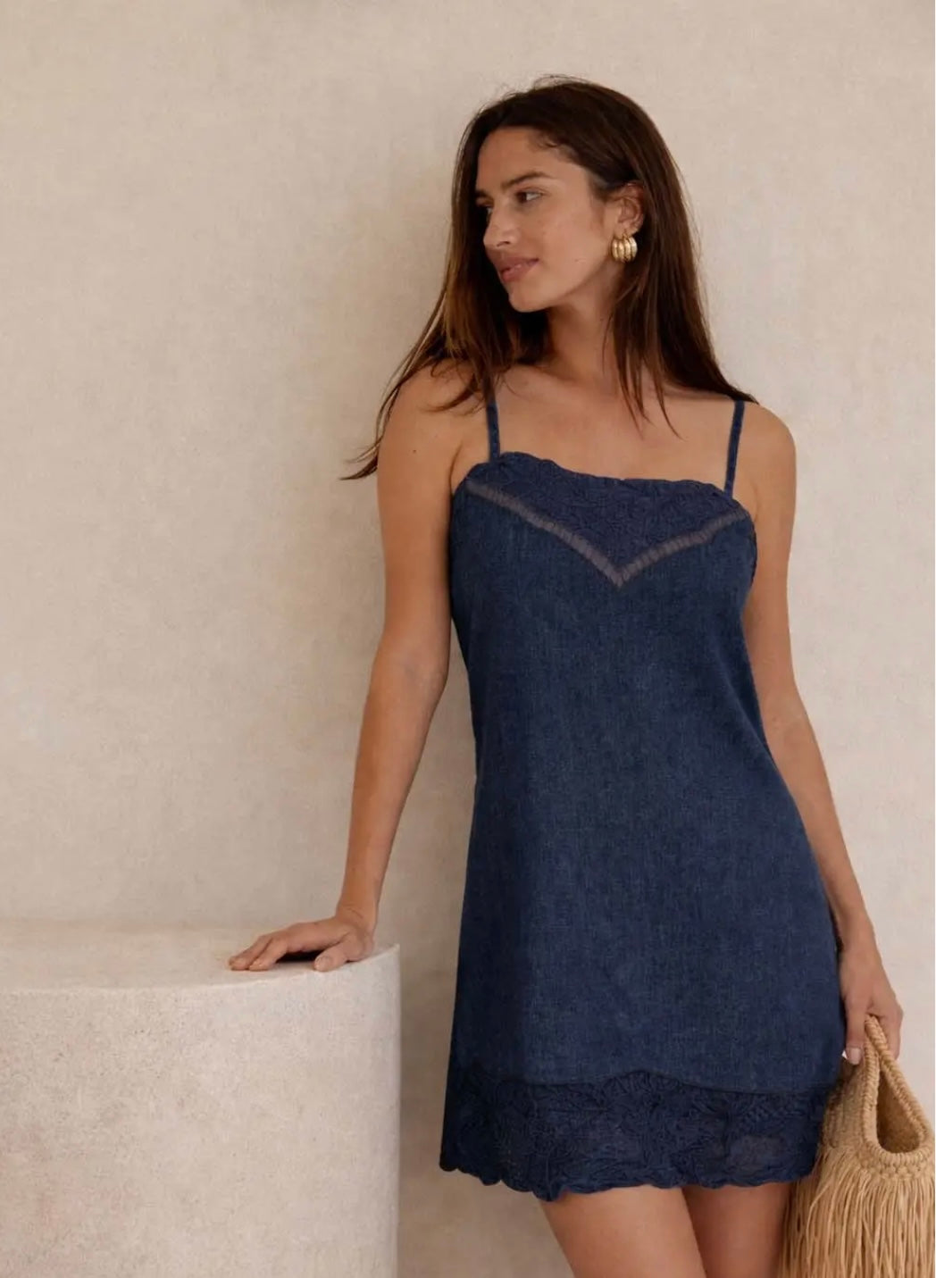 Eryn Embroidered Denim Dress