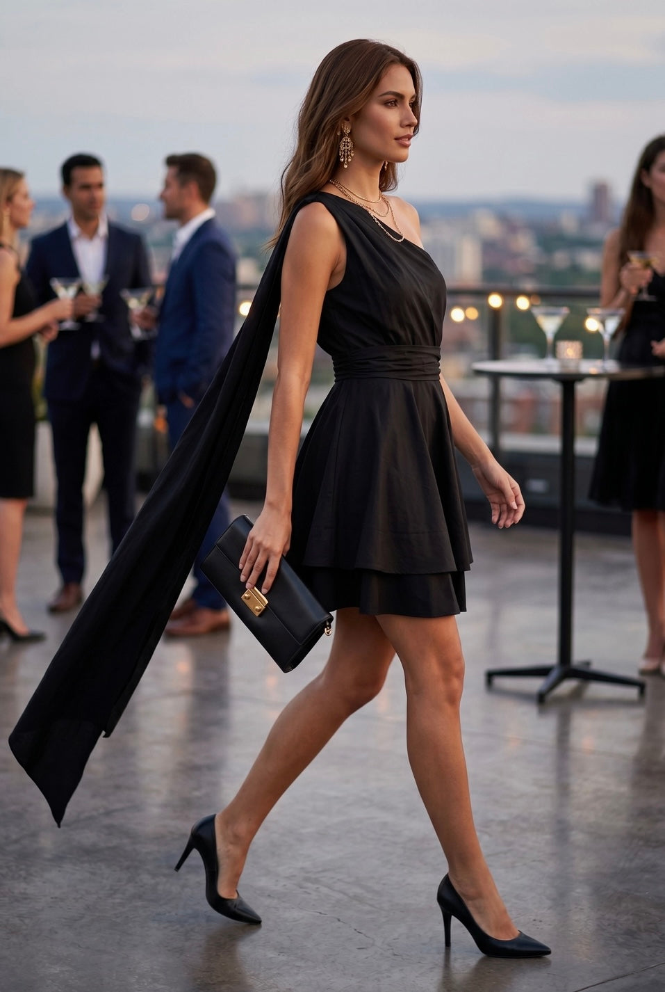 Sophie One Shoulder Draped Mini Dress
