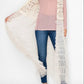 Boho Crochet Lace Maxi Duster Vest Top, Tiered Ruffle Tulle Mesh Long Cardigan