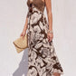 Border Printed Halter Midi Dress