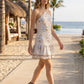 Embroidered Mini Dress with Halter Neck