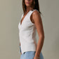 Twisted Front V-Neck Sleeveless Sweater Top