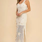 Bella Sleeveless Maxi Dress in Crochet Fabric and Trim