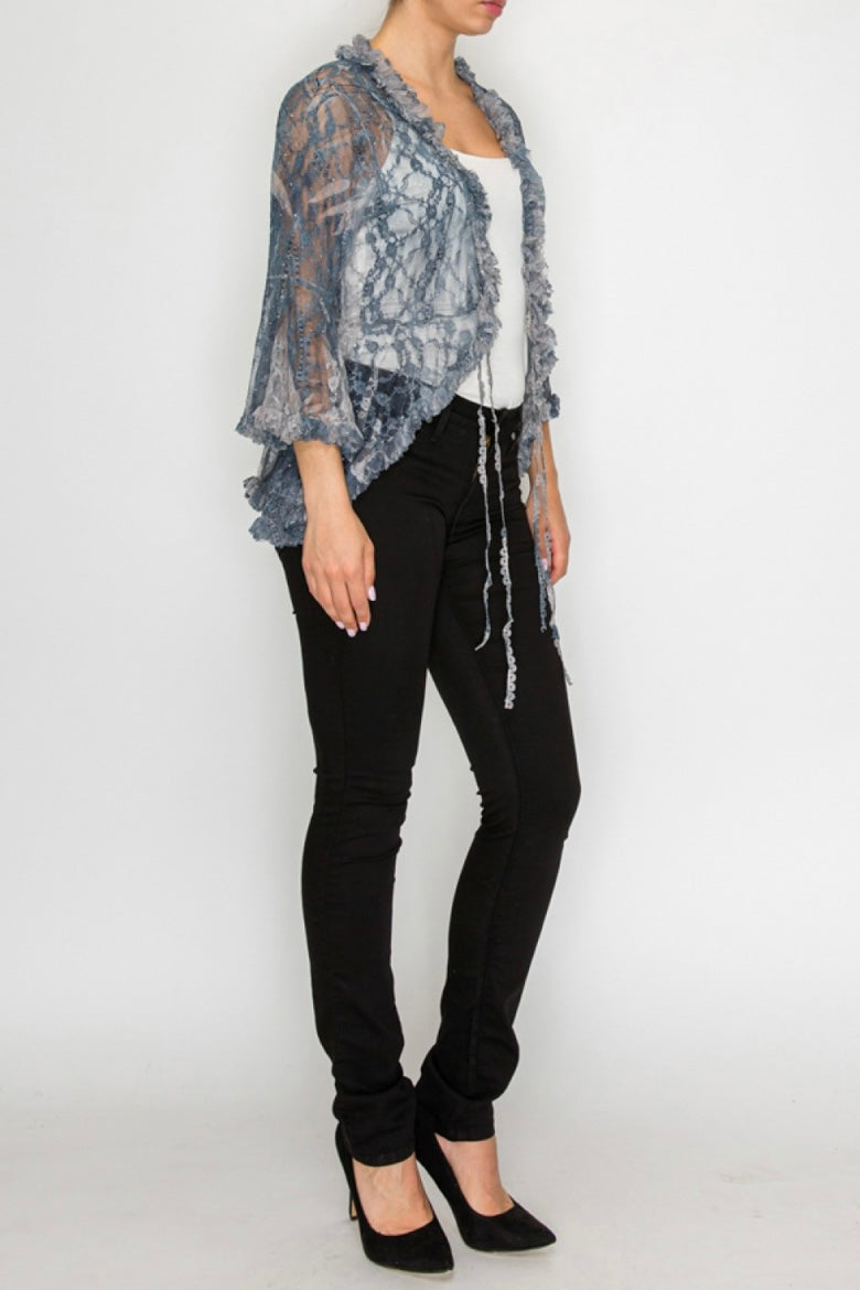 Denim Freedom Lace Tie  Cardigan