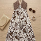 Border Printed Halter Midi Dress