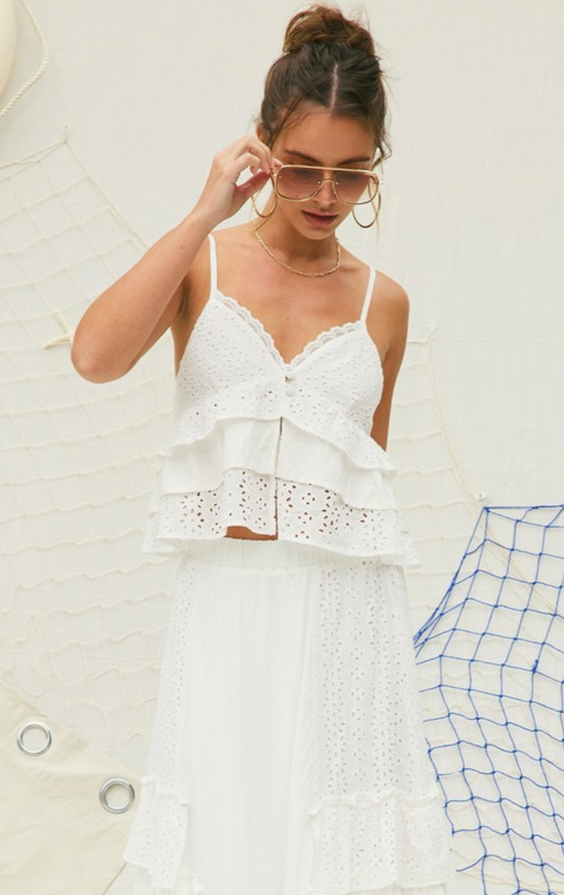 Sue Eyelet Cami Top