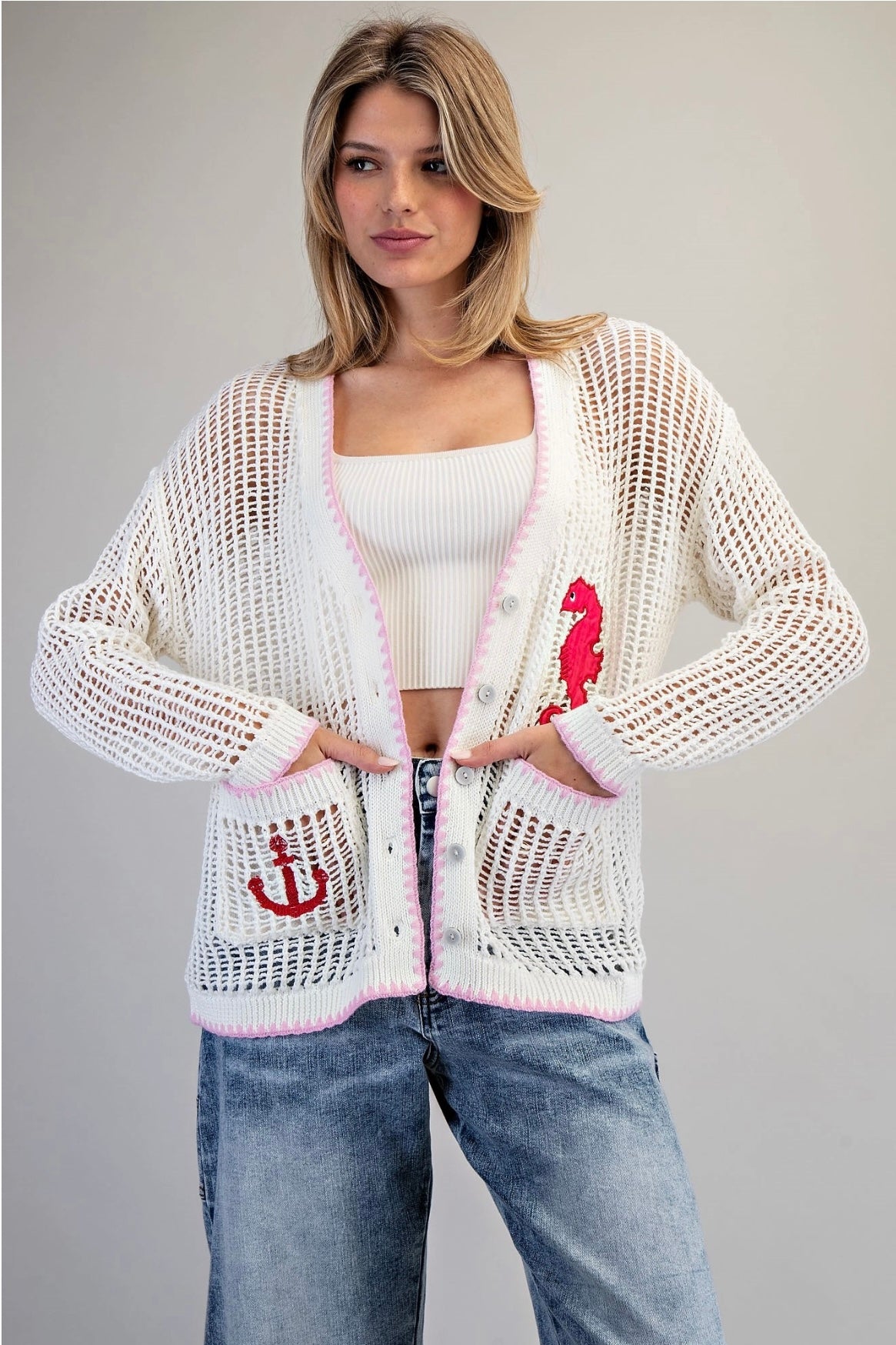 Coastal Inspired Open Knit Cardigan