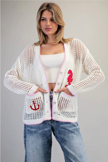 Coastal Inspired Open Knit Cardigan