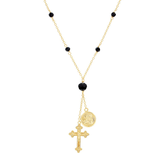 Sterling Silver Cross & Angel Charm Necklace