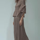 Pleated blouse top with flared sleeves & sweep (Mocha)