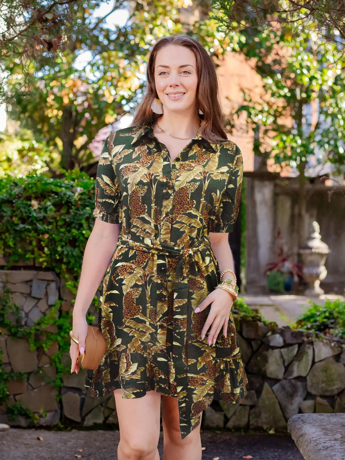 Short Sleeve Camille Dress Ruffle Bottom with Belt