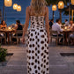 Angela Polka Dot Pleated Bodice Tie Back Maxi Dress