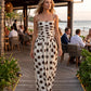 Angela Polka Dot Pleated Bodice Tie Back Maxi Dress