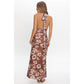 Bloom Halter Mesh Maxi Dress