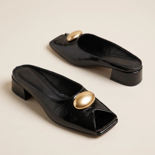 Bruno Menegatti Orly Peep toe Mule Patent Leather - Black