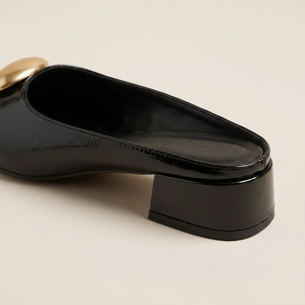 Bruno Menegatti Orly Peep toe Mule Patent Leather - Black
