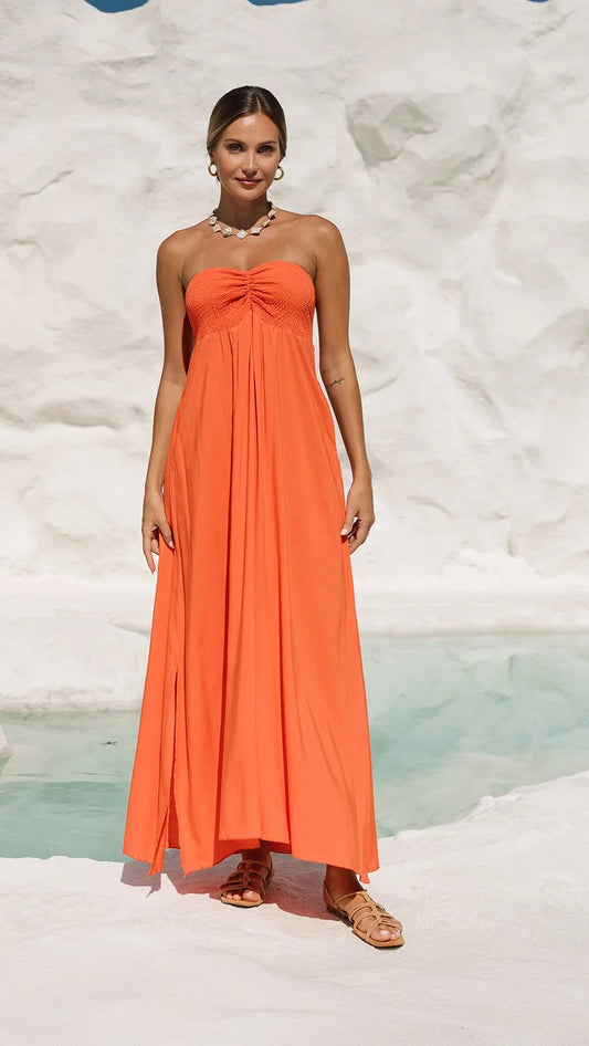 Coral Aven Strapless Dress