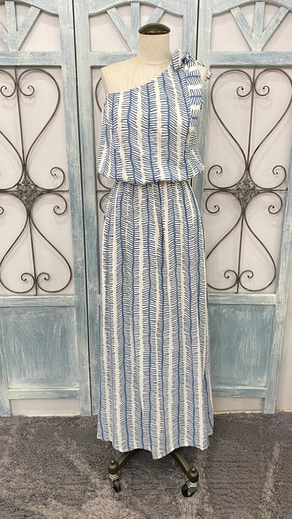 One Shoulder Fish Bone Maxi Dress (Assorted Colors)