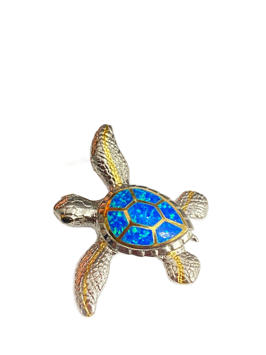 Blue Opal Turtle Pendant