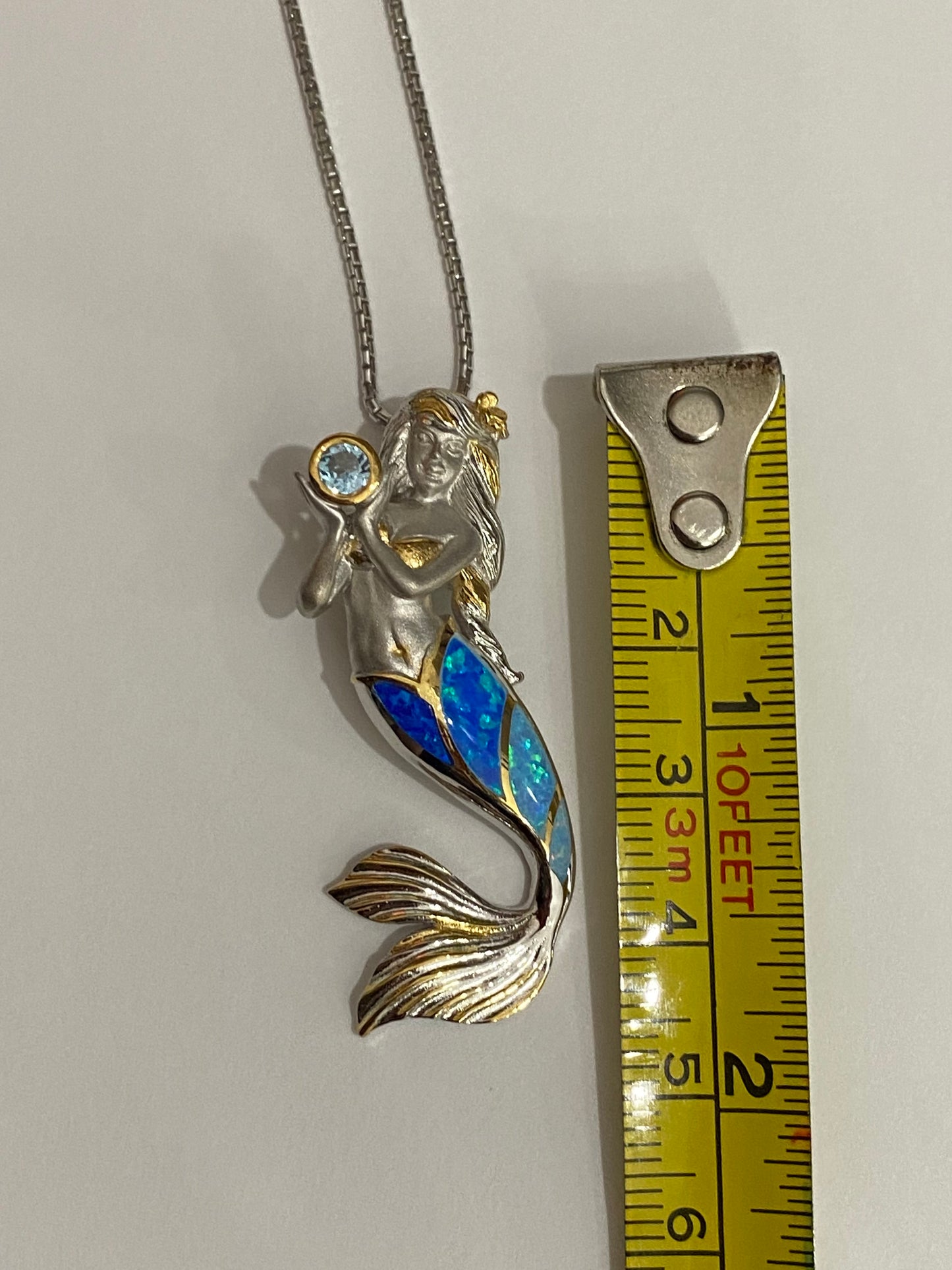Blue Opal Mermaid Pendant