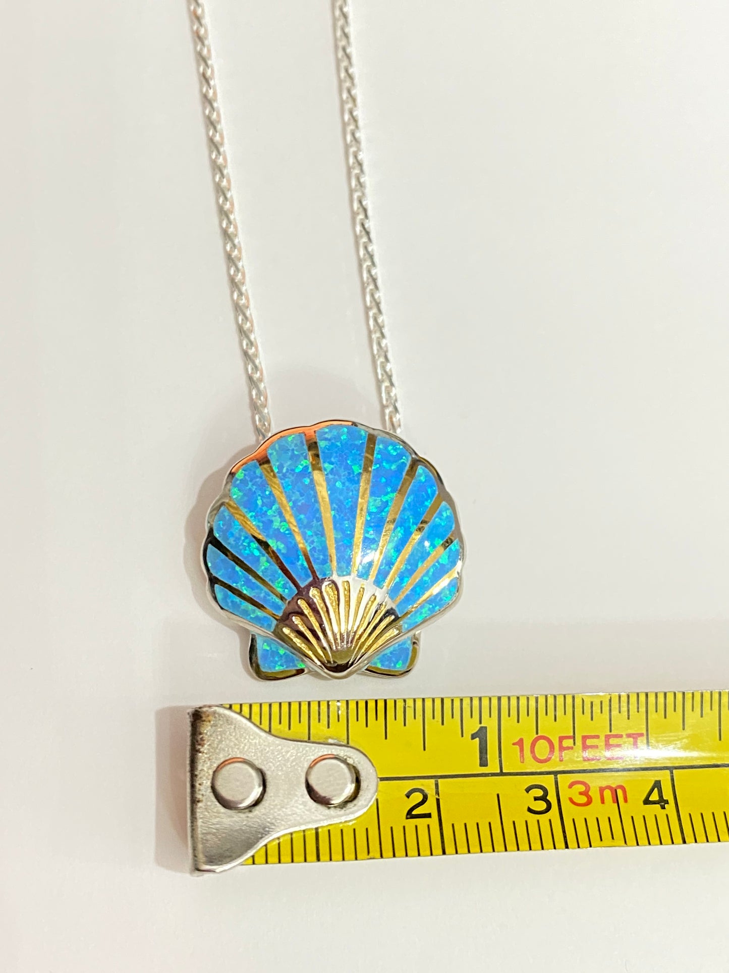 Blue Crushed Opal Sea Shell Pendant