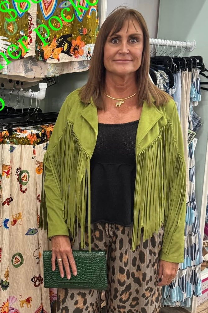 Faux Suede Fringe Jacket (Assorted Colors)