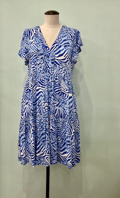 Blue Animal Abstract Brooke Dress