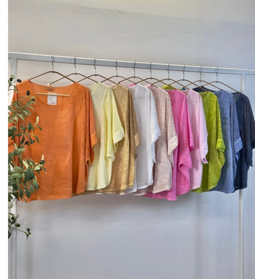 Julie Linen Lightweight Top in Multiple Colors