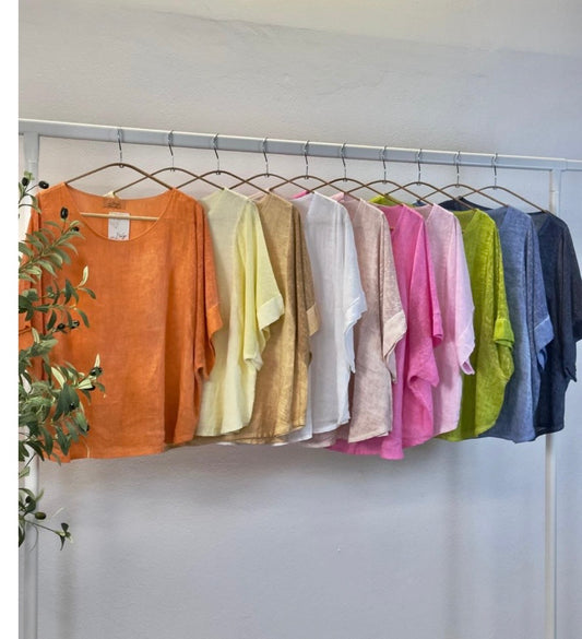 Julie Linen Lightweight Top in Multiple Colors