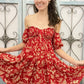 Red Keahi Cap Sleeve Dress