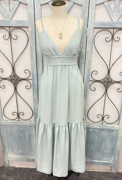 Denim V-Neck Maxi Dress