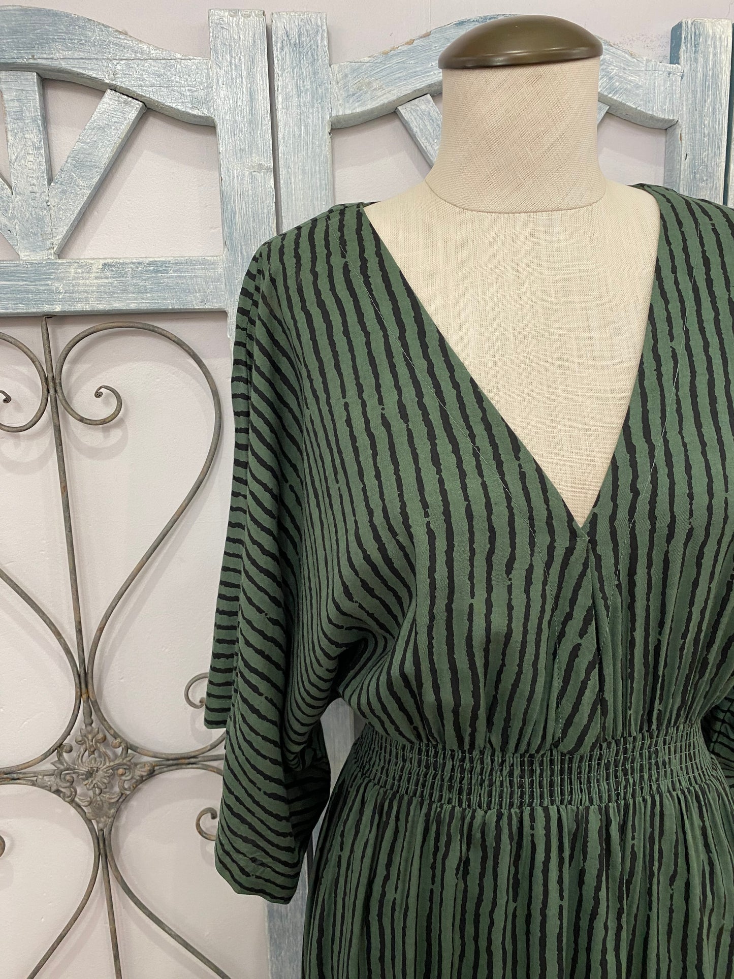 Green Poppy 3/4 Sleeve Maxi Dress
