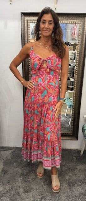 Passion Flower Tie Front Dress