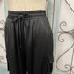 Black Satin Cargo Pants