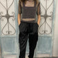 Black Satin Cargo Pants