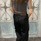 Black Satin Cargo Pants