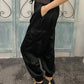 Black Satin Cargo Pants