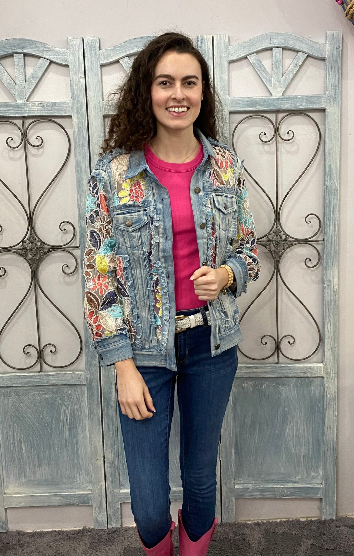 Melissa Denim Floral Lace Jacket