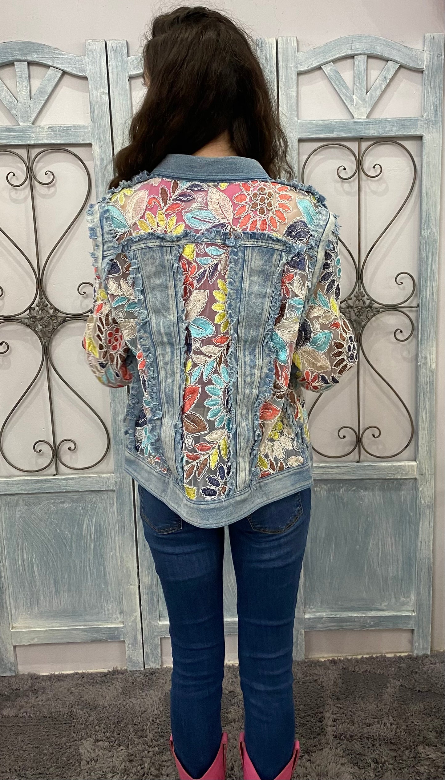 Melissa Floral Embroidered Denim Jacket