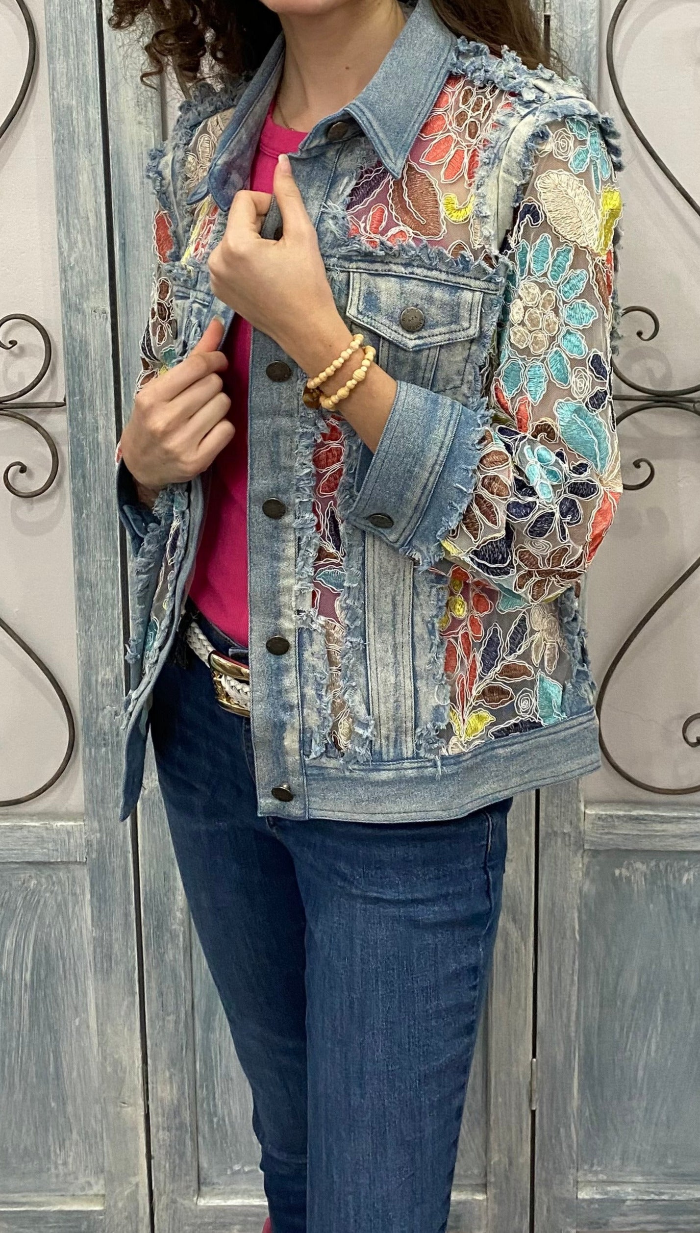 Melissa Denim Floral Lace Jacket