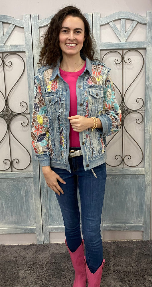 Melissa Floral Embroidered Denim Jacket