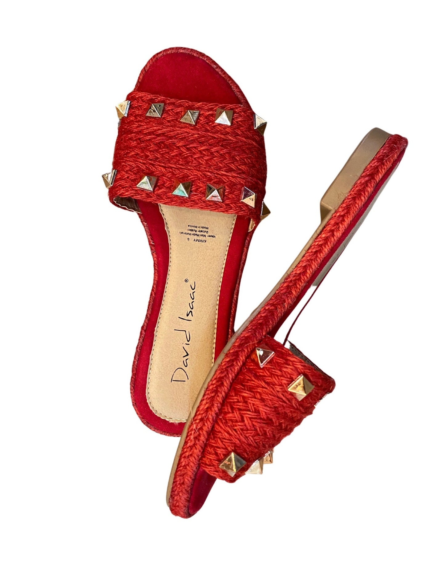 Red Studded Slide Sandals