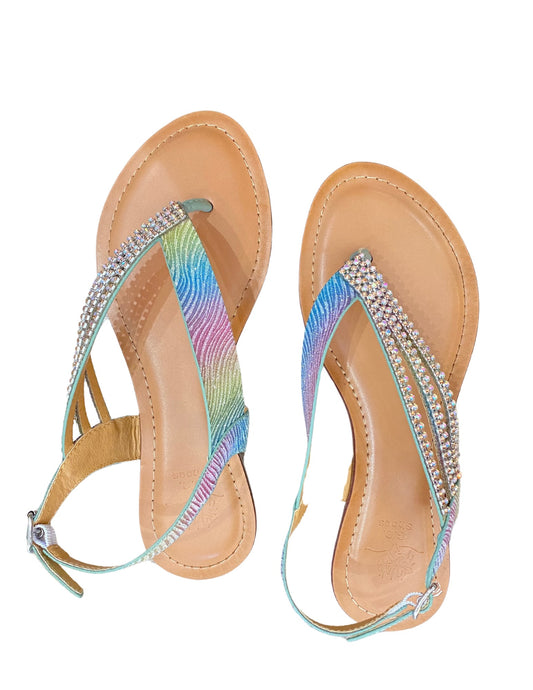 Multiecolor Rhinestone Wedge Sandal