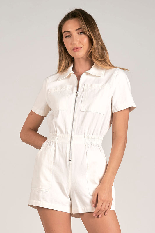 Elan Collar Short Sleeve Romper