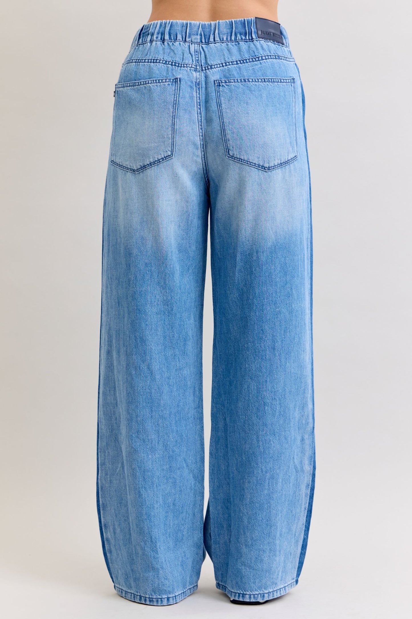 Judy Blue High Waist Wilhelmina Elastic Waistband Drawstring & Side Panel Denim Jeans 881005