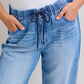 Judy Blue High Waist Wilhelmina Elastic Waistband Drawstring & Side Panel Denim Jeans 881005