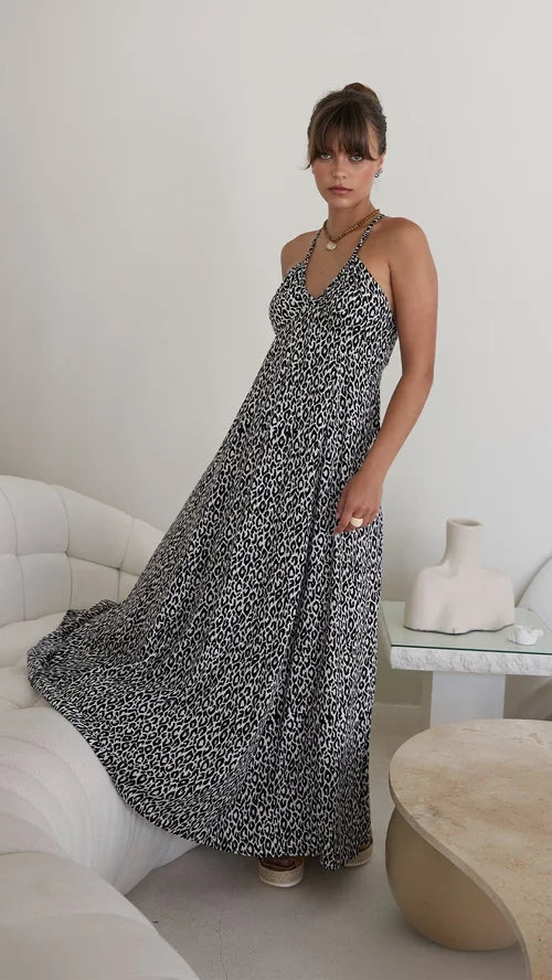 Khush Fierce of White Animal Maxi Lilia Dress